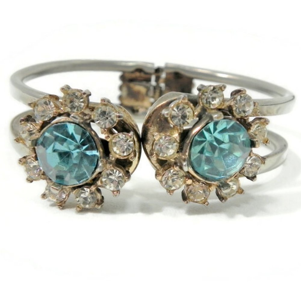 Vintage Hinged Rhinestone Clamper Bracelet